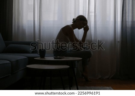 Similar – Image, Stock Photo Thoughtful woman next to old wooden construction