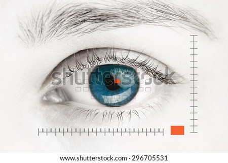 Scanner on blue human eye