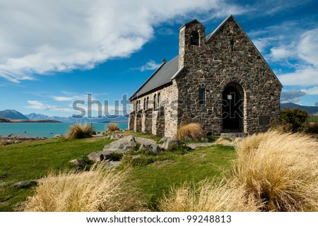 Church of the Good Shepherd at Lake Tepako, New Zealand is popular for weddings.