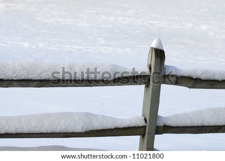 Wood fence covered with snow