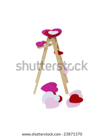 Ladder used for moving up or reaching higher goals filled with traditional heart shape