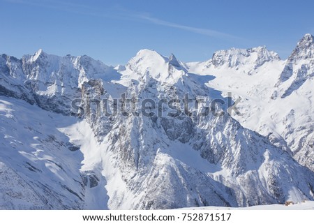winter mountains with high