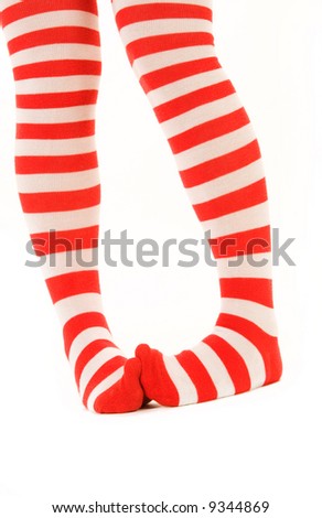 funny striped red socks isolated on white