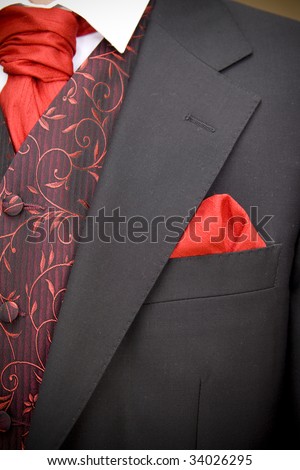 Suit Jacket Of Groom And Red Cravat Ascot Tie Stock Photo 34026295 ...