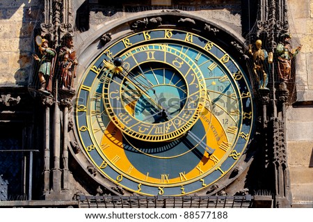 The Orloj, famous astronomical clock in Prague, Czech Republic.