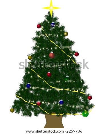 Computer Drawn Christmas Tree O White Background Using Paint Shop Pro ...