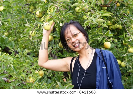 woman apple picking