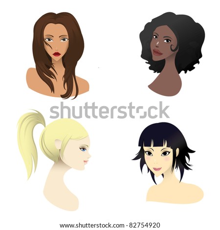 Young Beautiful Women Of Different Nationalities Stock Vector ...