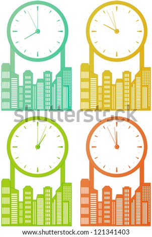 city skyscraper with clock - world stock time