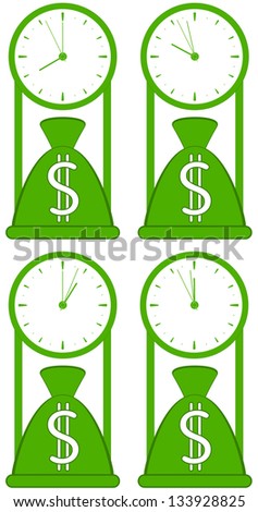 money bag with clock - symbol of world stock time