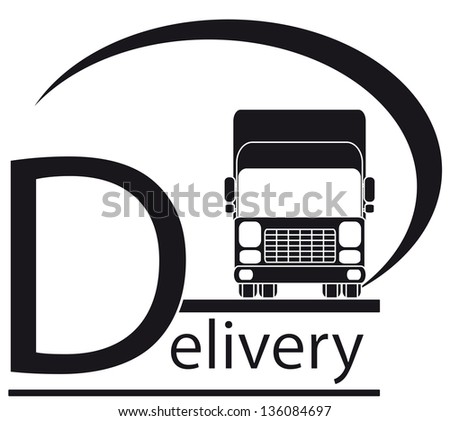 icon with delivery symbol - truck and place for text 