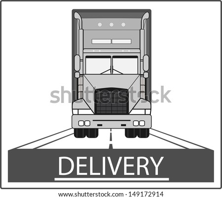 big heavy truck on road - delivery symbol 