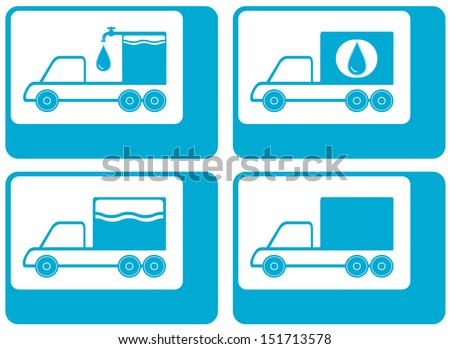 set truck silhouette - cargo water carter symbol 