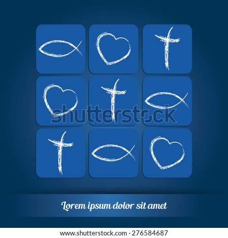 Vector card with religious symbols for boys
