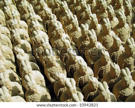 Miniature replica of Terracotta Army buried with the Emperor of Qin in 209-210 BC in Xian, China.