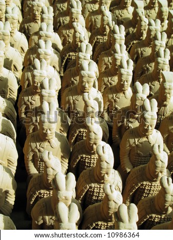 Miniature replicas of Terracotta Army buried with the Emperor of Qin in 209-210 BC in Xian, China.