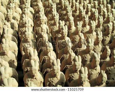 Miniature replicas of Terracotta Army buried with the Emperor of Qin ni 209-210 BC in Xian, China.