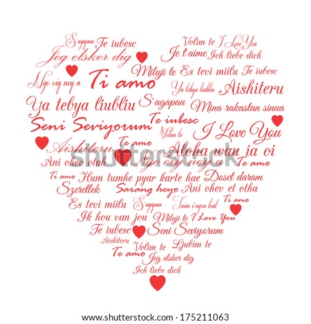 Say I Love You In Many Languages Stock Vector Illustration 175211063 ...