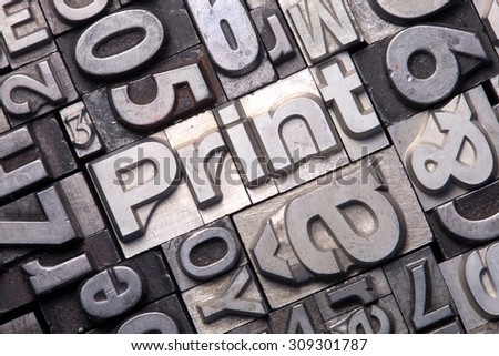 lead type letters form the word print