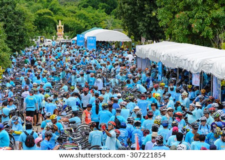 CHIANGRAI THAILAND, 16 Aug 2015 : Bike for Mom event, A group of cyclists at the information point