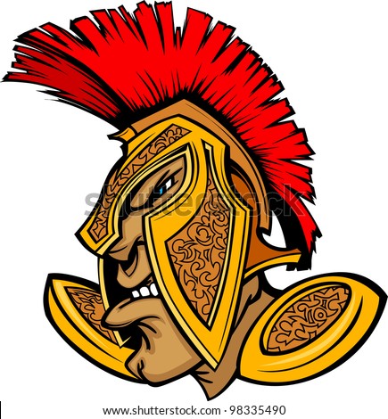 Cartoon Trojan Or Spartan Vector Mascot With Headdress - 98335490 ...