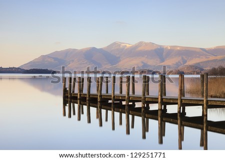 Lodore Landing Stage.  The landing stage is situated on the southern edge of Derwentwater in the English Lake District.