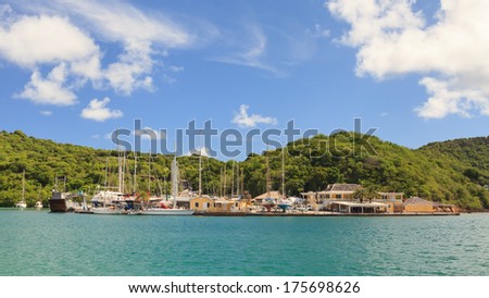 ENGLISH HARBOUR, ANTIGUA - NOVEMBER 6:  Nelsons Dockyard, pictured on November 6, 2013, is a national park on the island of Antigua.  It is the only continually working Georgian shipyard in the world.