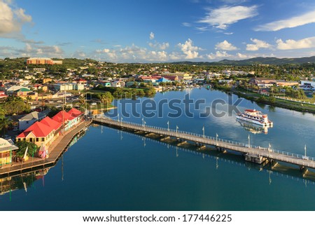 ST JOHNS, ANTIGUA - NOVEMBER 6:  St Johns waterfront pictured on November 6, 2013.  St Johns is the capital of the island of Antigua, one of the Leeward Islands in the West Indies.