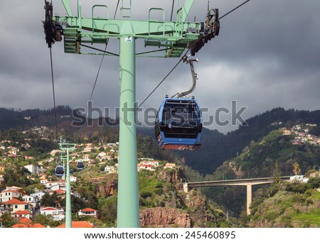 FUNCHAL, MADEIRA - NOVEMBER 12:  The Funchal cable car on the Portuguese island of Madeira pictured on November 12, 2014.  The cable car links the Funchal waterfront with the parish of Monte.
