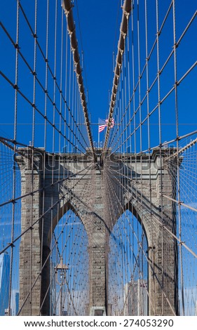 NEW YORK CITY, NOVEMBER 18:  A view of Brooklyn Bridge in New York City pictured on November 18th, 2014.  The bridge spans the East River connecting the boroughs of Manhattan and Brooklyn.