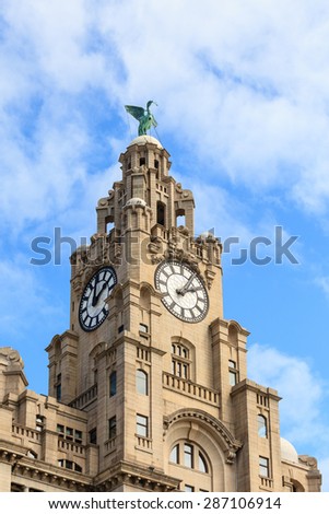The Liver Building.  The building on Liverpool\'s waterfront is one of the \