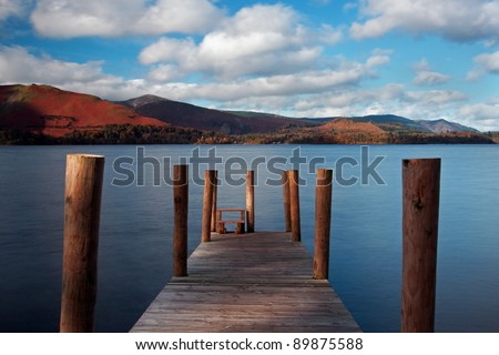 Ashness Gate Landing Stage.  The landing stage is on the banks of Derwentwater, Cumbria in the English Lake Distric national park.  The photograph was taken on 28th October 2011.