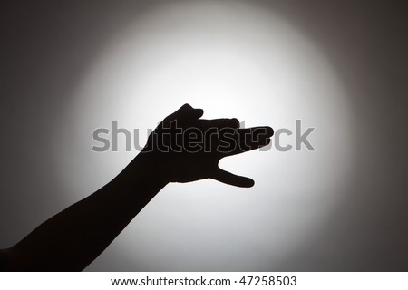 Silhouette of woman hands in form of a dog