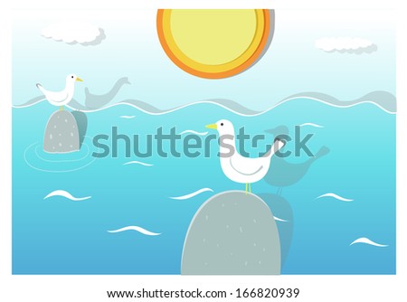 Creative illustration about sea, recreation, summer and travel, vector paper applique