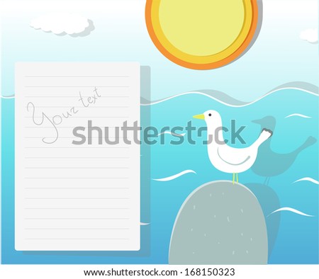 Creative illustration about sea, recreation, summer and travel, vector paper applique with place for your text