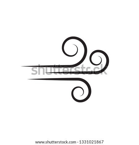 Wind blowing vector icon isolated on white background. Simple flat wind pictogram. Cold weather symbol black illustration. - Vector 