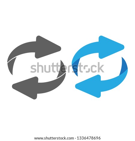 Rotating, circular, cyclic arrows. Recurrence sign. Flip over or turn arrow. Reverse sign 