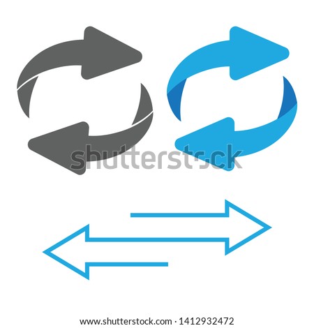 Rotating, circular, cyclic arrows. Recurrence sign. Flip over or turn arrow. Reverse sign 