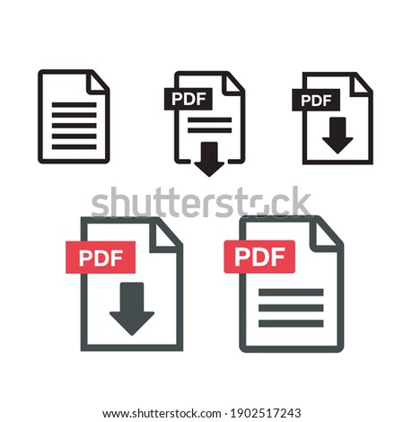 PDF file download icon. Document text, symbol web. Document icon set