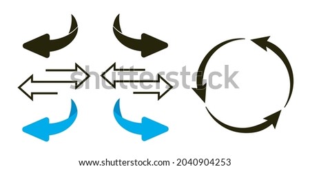 Rotating, circular, cyclic arrows. Recurrence sign. Flip over or turn arrow. Reverse sign
