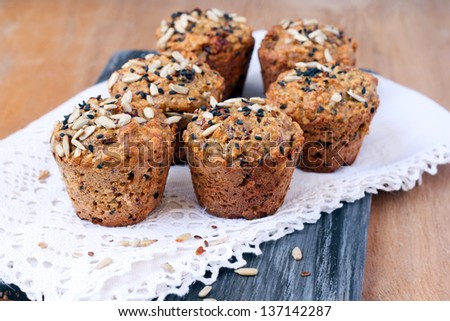 Healthy breakfast muffins with seeds