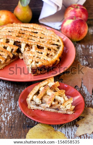 Autumn apple and pear pie