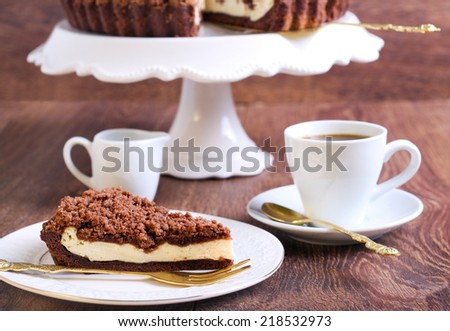Chocolate mocha cake with cheese filling