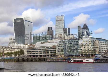 LONDON - OCTOBER 16, 2014: The 20 Fenchurch Street ' Walkie-Talkie' building is the 5th tallest building in London.