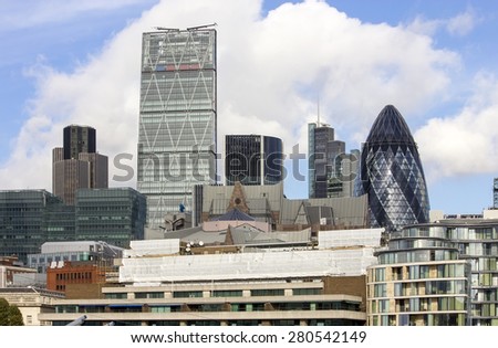 LONDON, UK - OCTOBER 16, 2014: The Gherkin building in London was awarded a Royal Institute of British Architects Stirling Prize in 2004.
