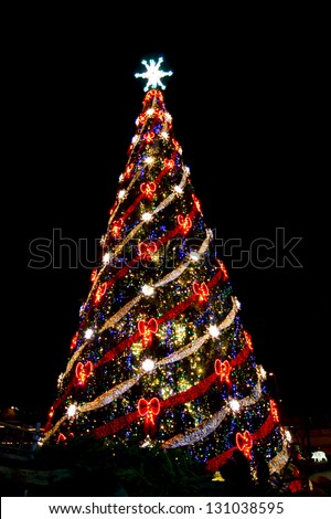 Christmas Tree In The Holiday Illumination Stock Photo 131038595 : Shutterstock