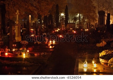 All Souls\' Day at cemetery , Czech republic, Europe