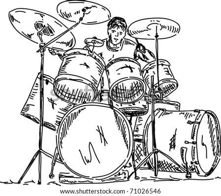 vector - drummer playing isolated on background - stock vector