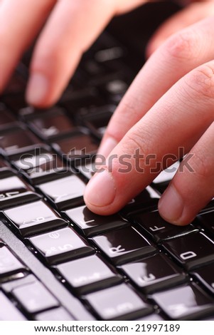 Hands on laptop