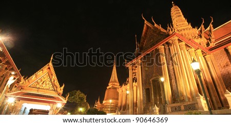 Night architecture landscape at Wat Phra Kaew, Thailand